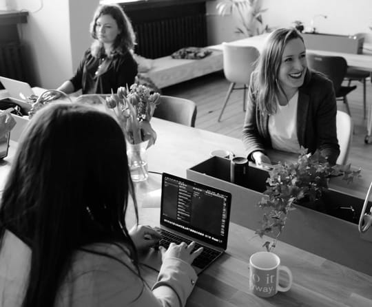 workplace in a conference room working