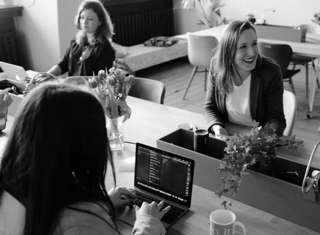 workplace in a conference room working