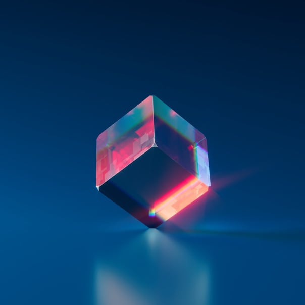 3D cristal Cube, balancing in one the corner